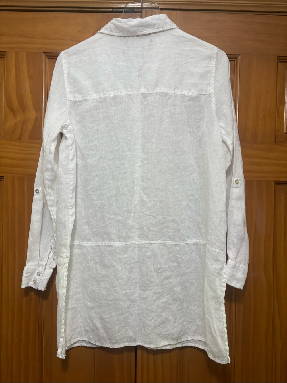 Tahari White Linen Button-Down Tunic Top Size Small EUC - Picture 4 of 7